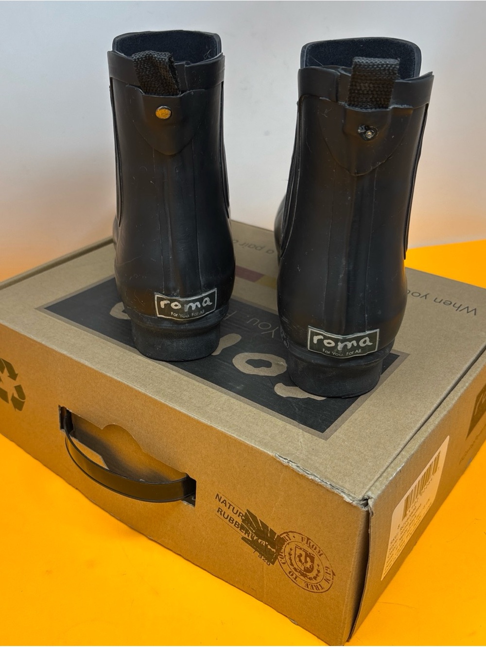 Sz 9 Roma Black Women's Chelsea Rain Ankle Boots used need cleaning 🧽 - Picture 5 of 17